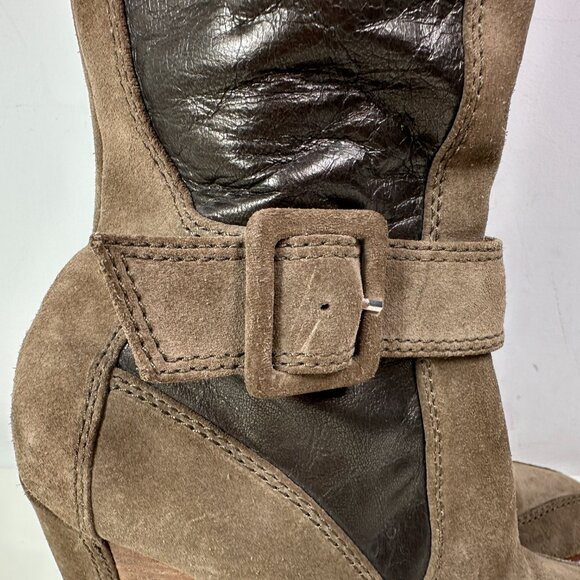 Donald Pliner Heidy Elephant Wedge Suede Leather Tall Boot Brown Women Size 8.5 - Picture 4 of 16